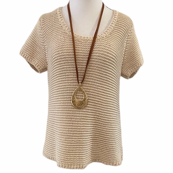 Talbots Sweaters - Talbots Garter Stitch Short Sleeve Spring Sweater